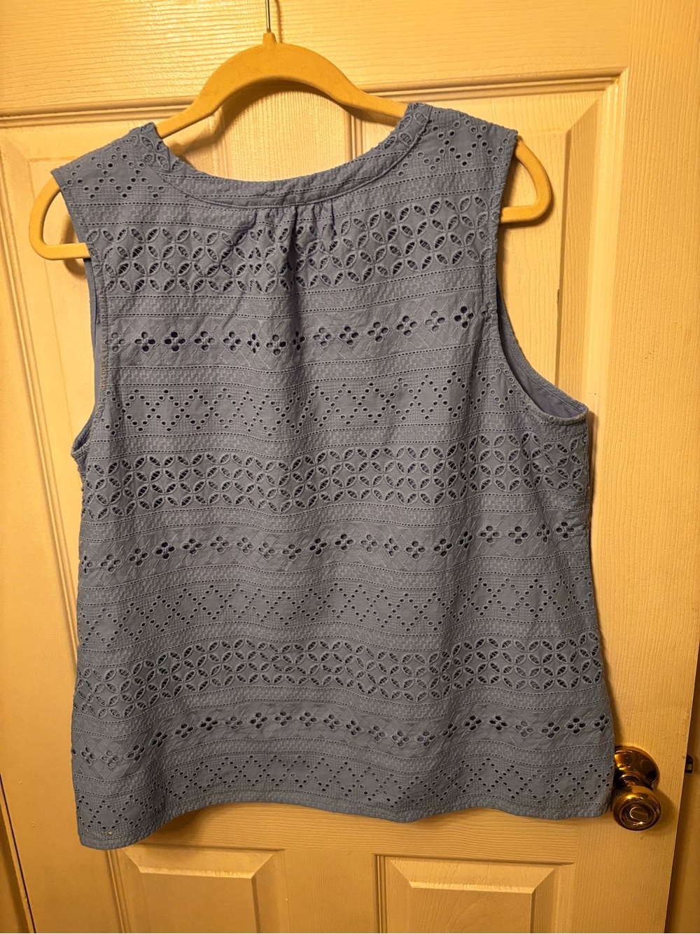 Talbots Sleeveless Eyelet Tie-Neck Top — Light Blue - Picture 5 of 5